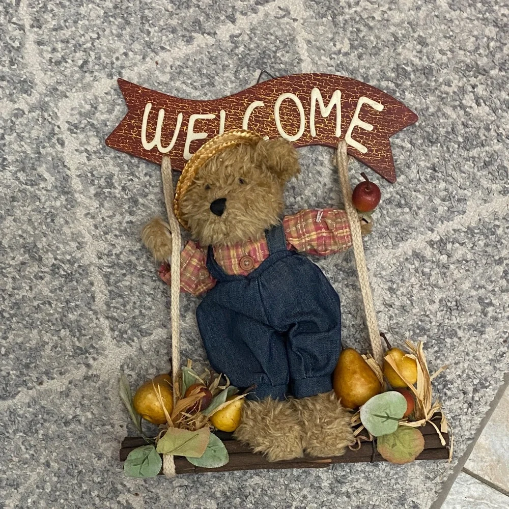 Welcome Bear Swing Decoration hanging country vintage fall door decor wreath